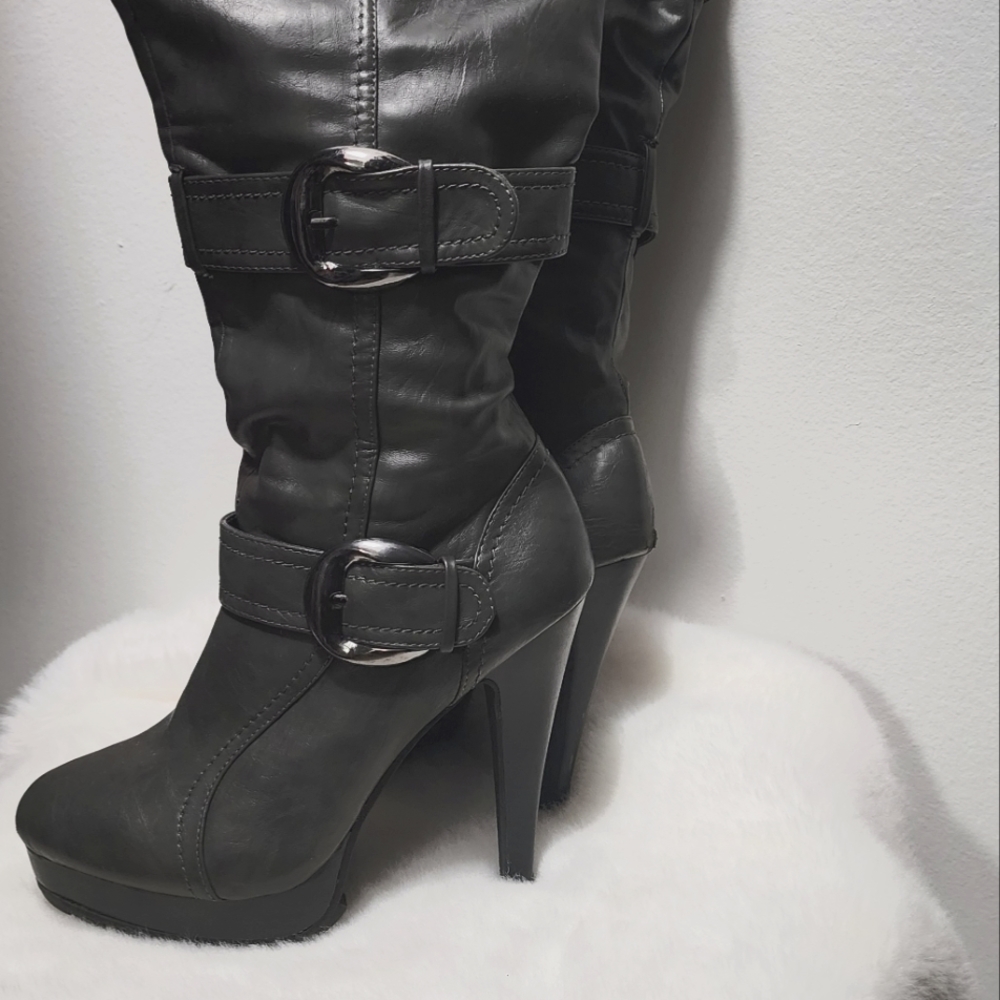 JustFab Black Heeled Boots